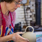 Julie Ayton working in her studio 2017